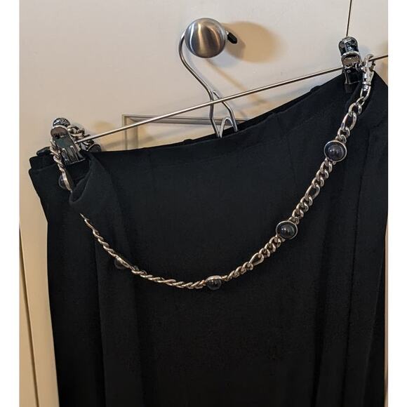 Vintage Black & Red Cabochon Silver Tone Chain Link Belt 41" - Picture 1 of 3